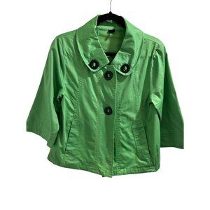 ✌️ 2/$40 ✌️ Green Cropped Womens Jacket With 3/4 Sleeves & Large Buttons sz M